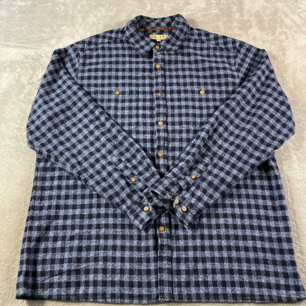 TERRITORY AHEAD Flannel Shirt Mens XL Blue Check‎ Long Sleeve Casual Preppy